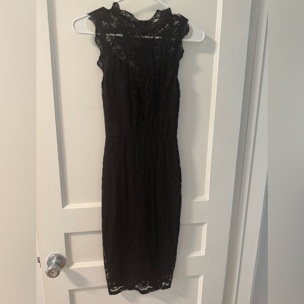 Charlotte Russe Black Lace Classy Body Fit Dress Size XS
